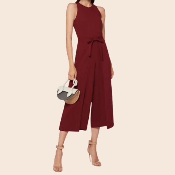 JOIE Mairead Maroon Wide-Leg Jumpsuit Size 2 - Picture 1 of 16